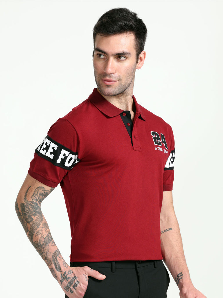 Echo 24 Design Men's Premium Cotton Lycra Brick Red Twentee4 Polo Shirt