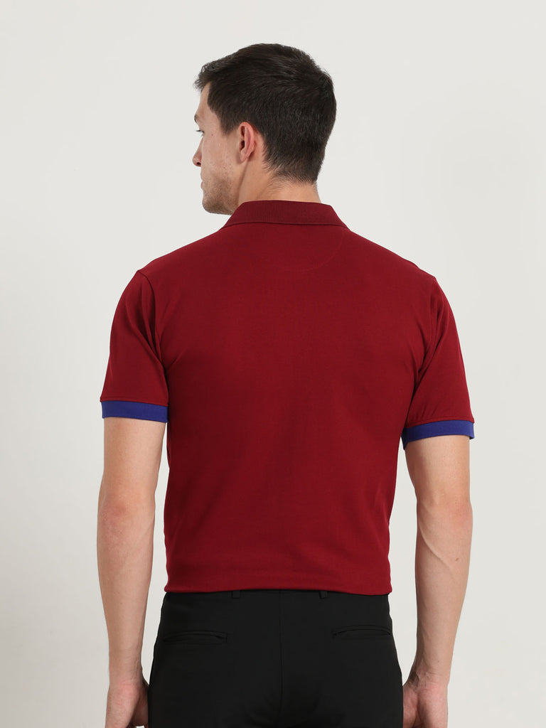 Ector Fearless Design Men's Premium Cotton Lycra Brick Red Twentee4 Polo Shirt Half Sleeve; Soft Touch, Aur Text Breathable Fabric, Regular Fit,  Perfect for casual and office wear - Twentee 4.