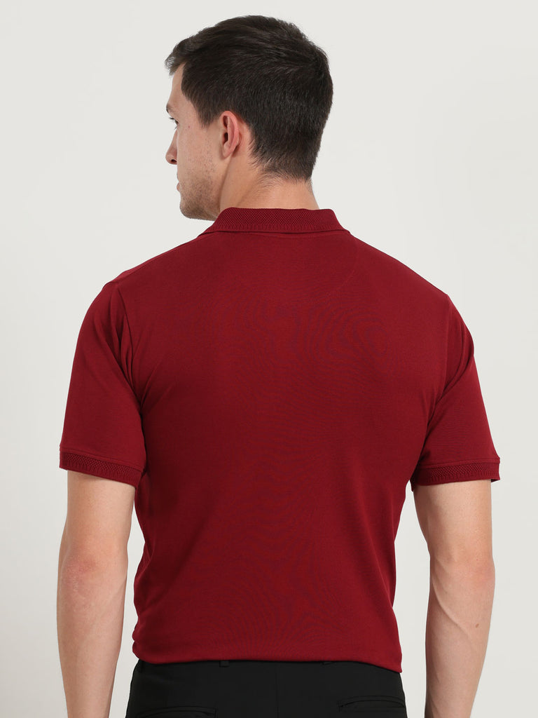 Emil 24 Design Men's Premium Cotton Lycra Brick Red Twentee4 Polo Shirt Half Sleeve; Soft Touch, Aur Text Breathable Fabric, Regular Fit,  Perfect for casual and office wear - Twentee 4.