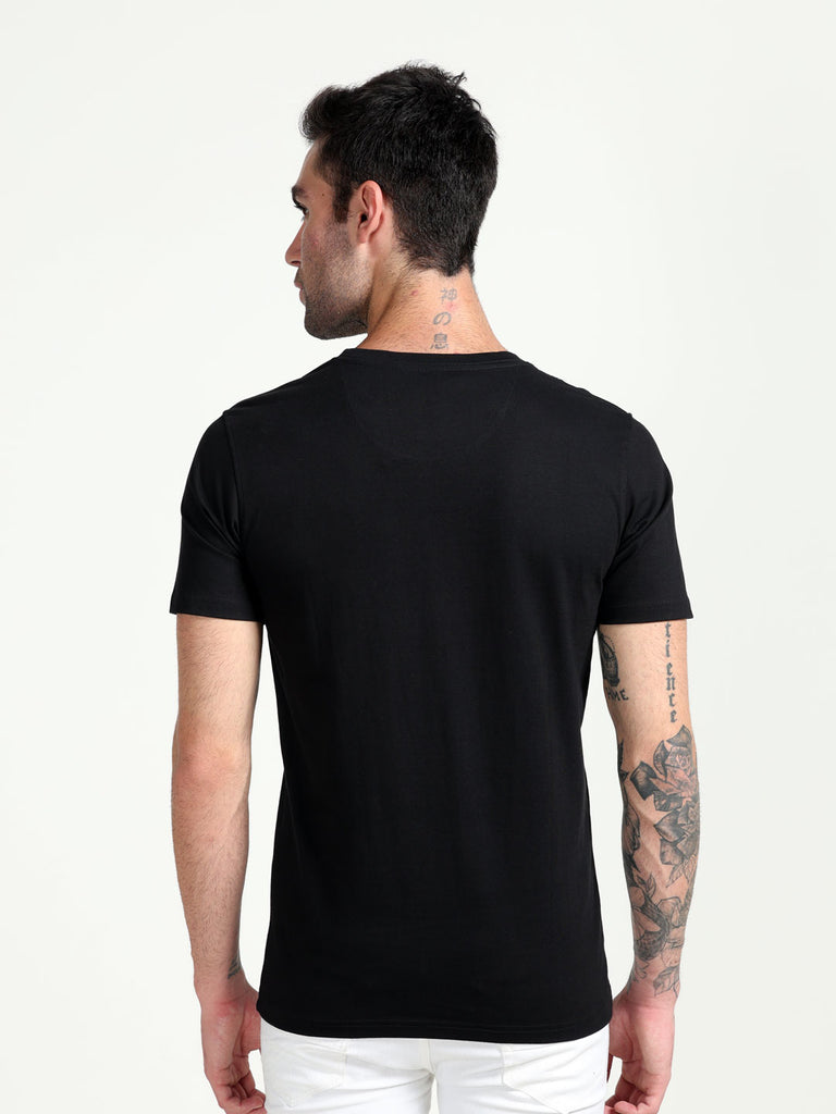 Urban State Of Mind; Men's Pure Cotton Black Twentee4 T-shirt; Regular Fit