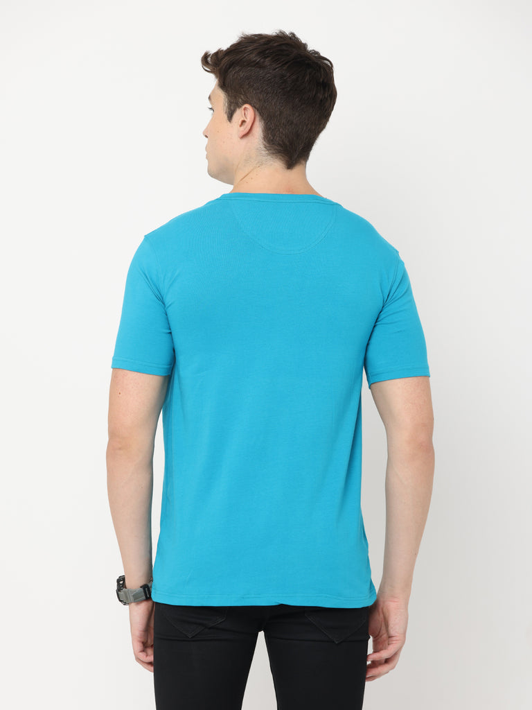 24 Design Twentee4 Men's Premium Teal Cotton Lycra T-Shirt; Regular Fit - Twentee 4