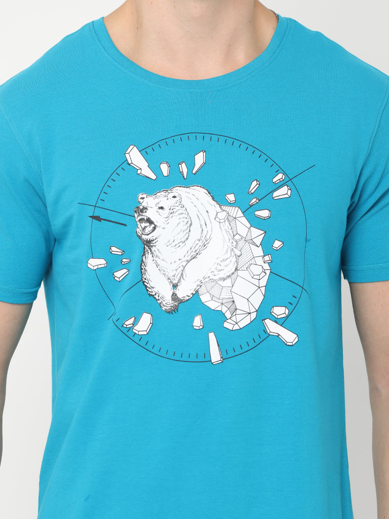 Break The Ice Polar Bear Teal Regular Fit Twentee4 Men Premium Cotton Lycra T-shirt - Twentee 4