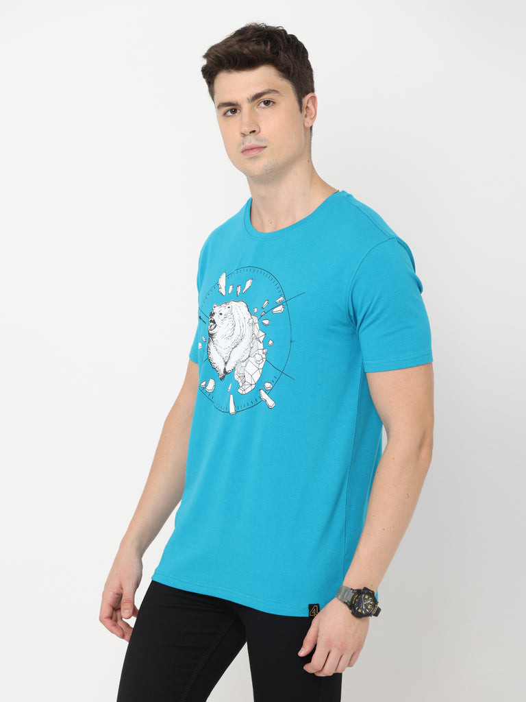 Break The Ice Polar Bear Teal Regular Fit Twentee4 Men Premium Cotton Lycra T-shirt - Twentee 4