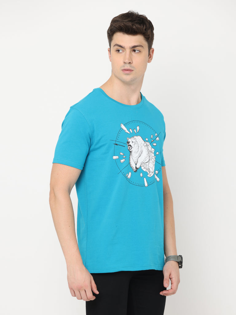 Break The Ice Polar Bear Teal Regular Fit Twentee4 Men Premium Cotton Lycra T-shirt - Twentee 4