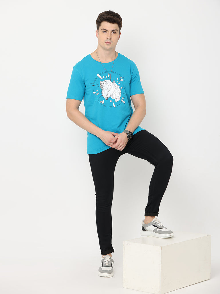 Break The Ice Polar Bear Teal Regular Fit Twentee4 Men Premium Cotton Lycra T-shirt - Twentee 4