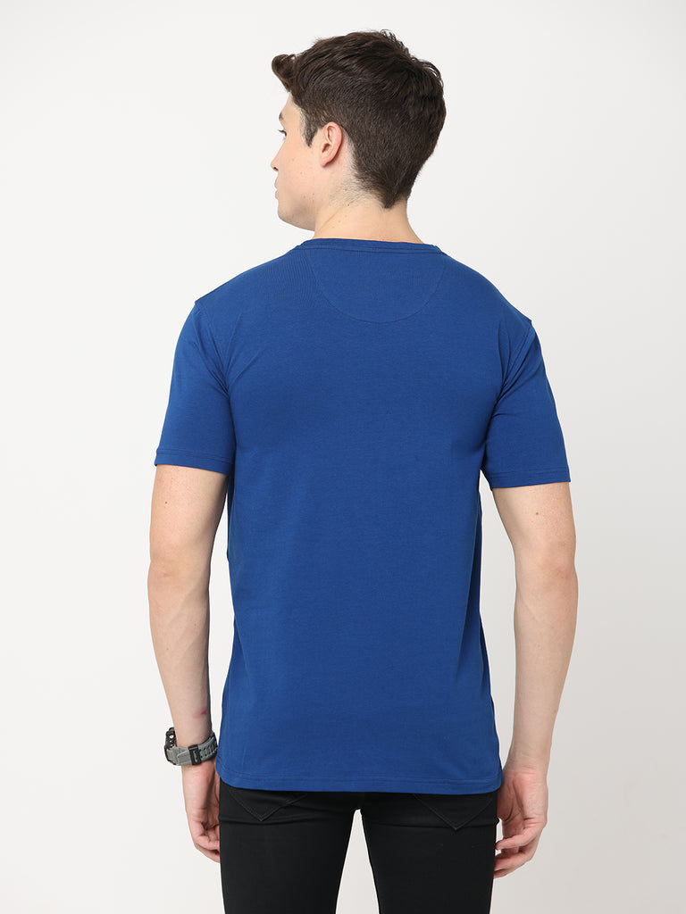 Break The Rules Navy Blue Twentee4 Men's Premium T-Shirt; Cotton Lycra Regular Fit - Twentee 4