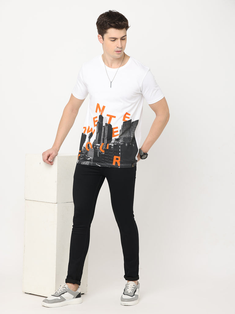 City Scape Twentee4 Four Design Men's Premium White Pure Cotton T-Shirt; Regular Fit - Twentee 4