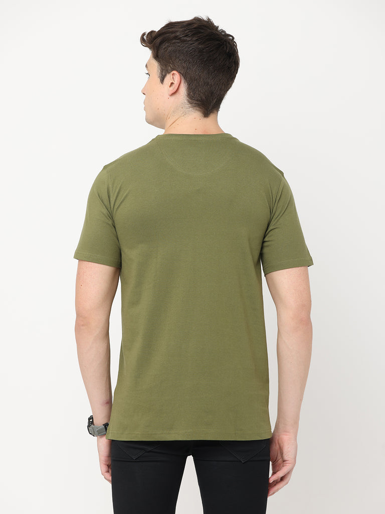 Coffee Bear - Drink Coffee and Stay Cool; Twentee4 Men's Olive Premium Pure Cotton T-Shirt; Regular Fit - Twentee 4 back design