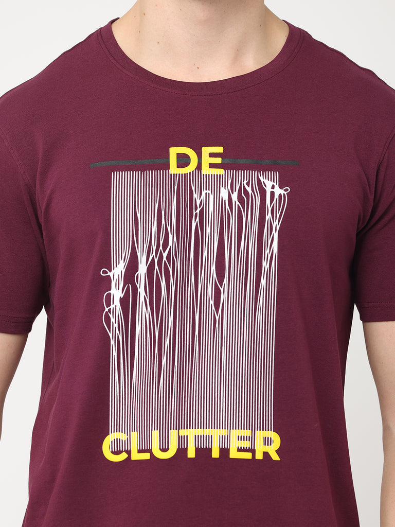 De Clutter Grape Wine Twentee4 Men's Premium Cotton Lycra T-Shirt; Regular Fit - Twentee 4 design close up