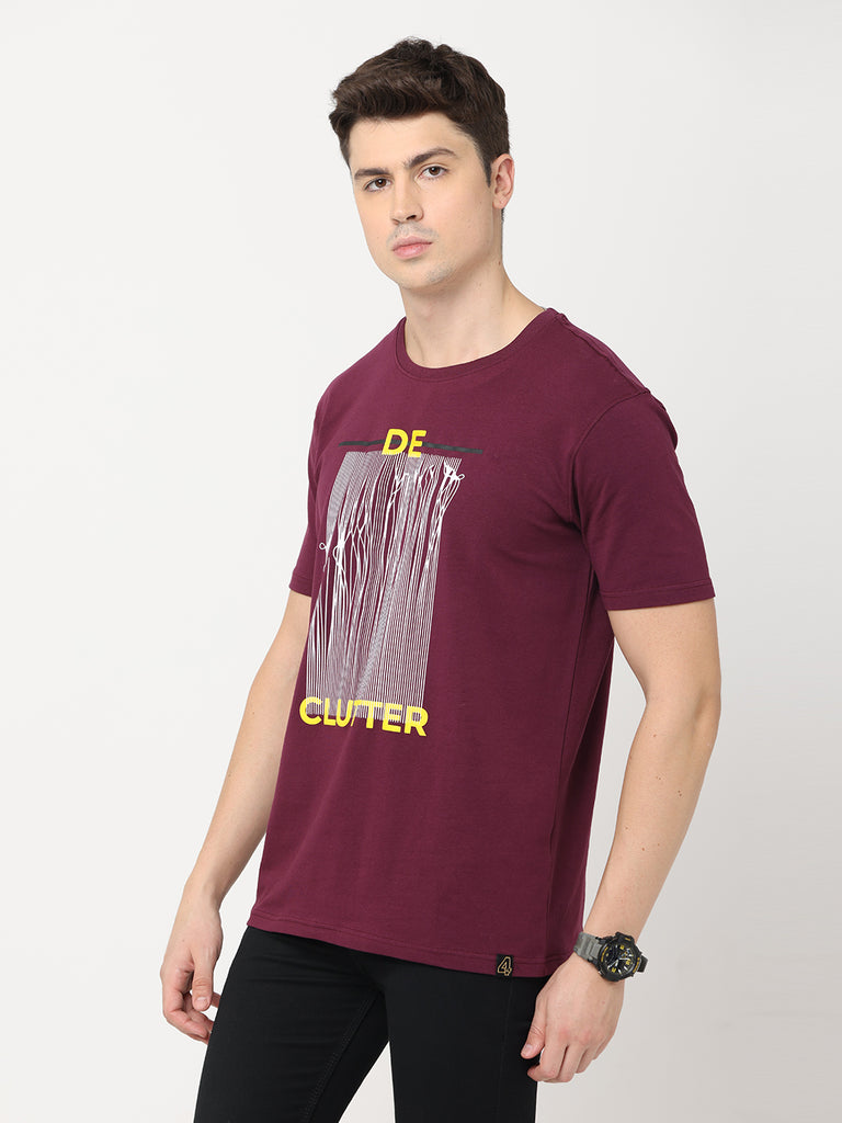 De Clutter Grape Wine Twentee4 Men's Premium Cotton Lycra T-Shirt; Regular Fit - Twentee 4 right zoom