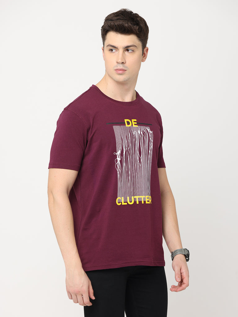 De Clutter Grape Wine Twentee4 Men's Premium Cotton Lycra T-Shirt; Regular Fit - Twentee 4 left zoom