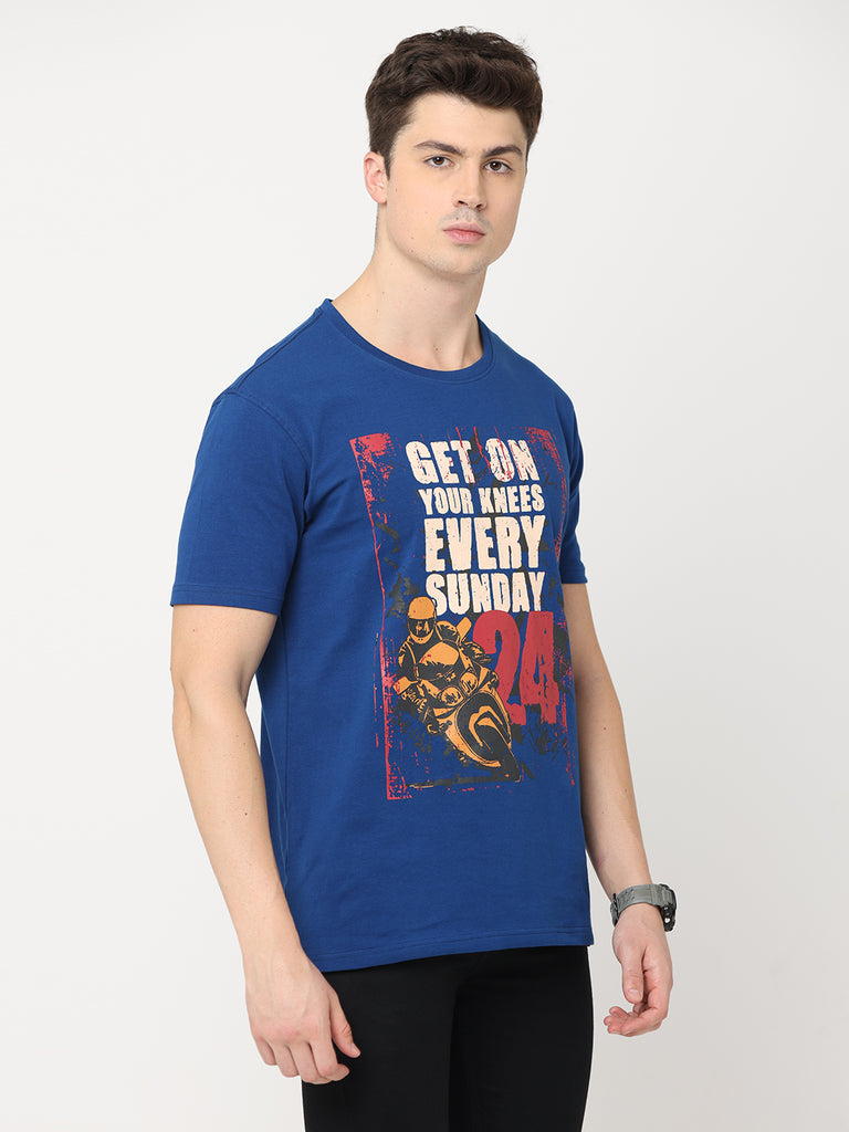 Get On Your Knees Every Sunday - Motorcycle Ride Navy Twentee4 Men's Premium T-Shirt; Cotton Lycra Regular Fit - Twentee 4 right zoom