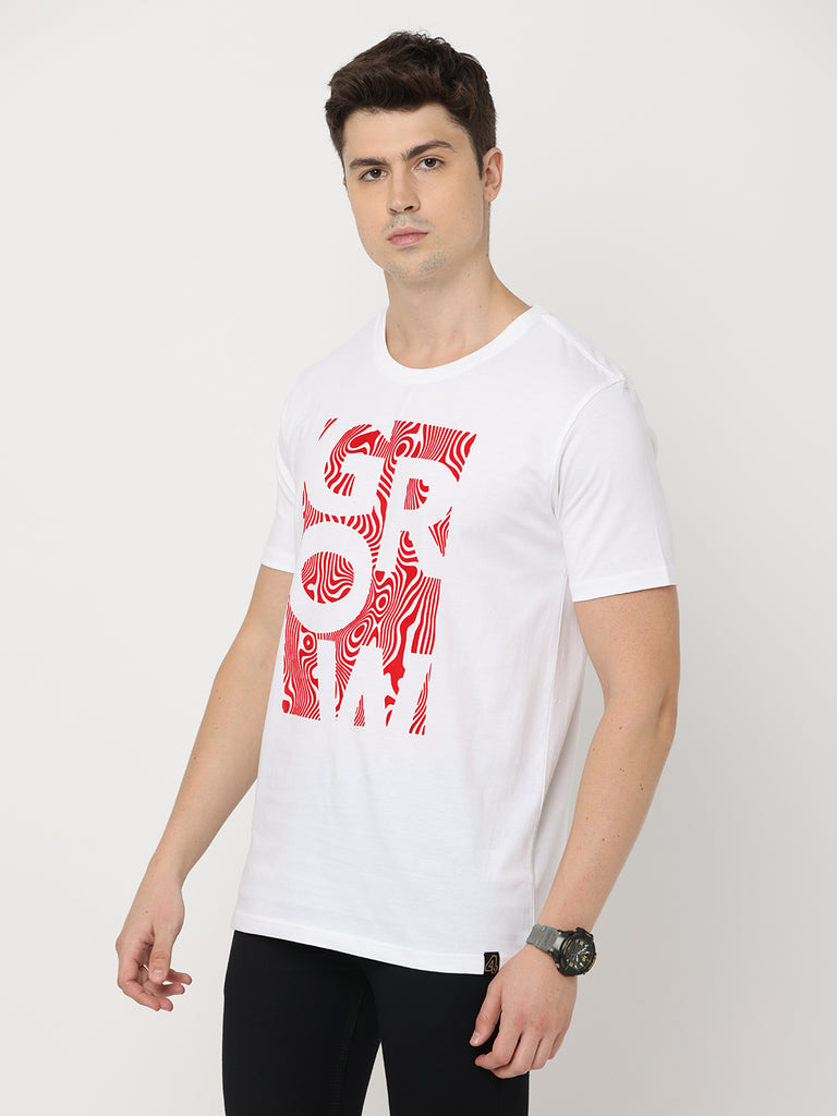 Grow Positive Thoughts; Twentee4 White Premium T-shirt for Men; Regular Fit, Pure Cotton - Twentee 4 left zoom in