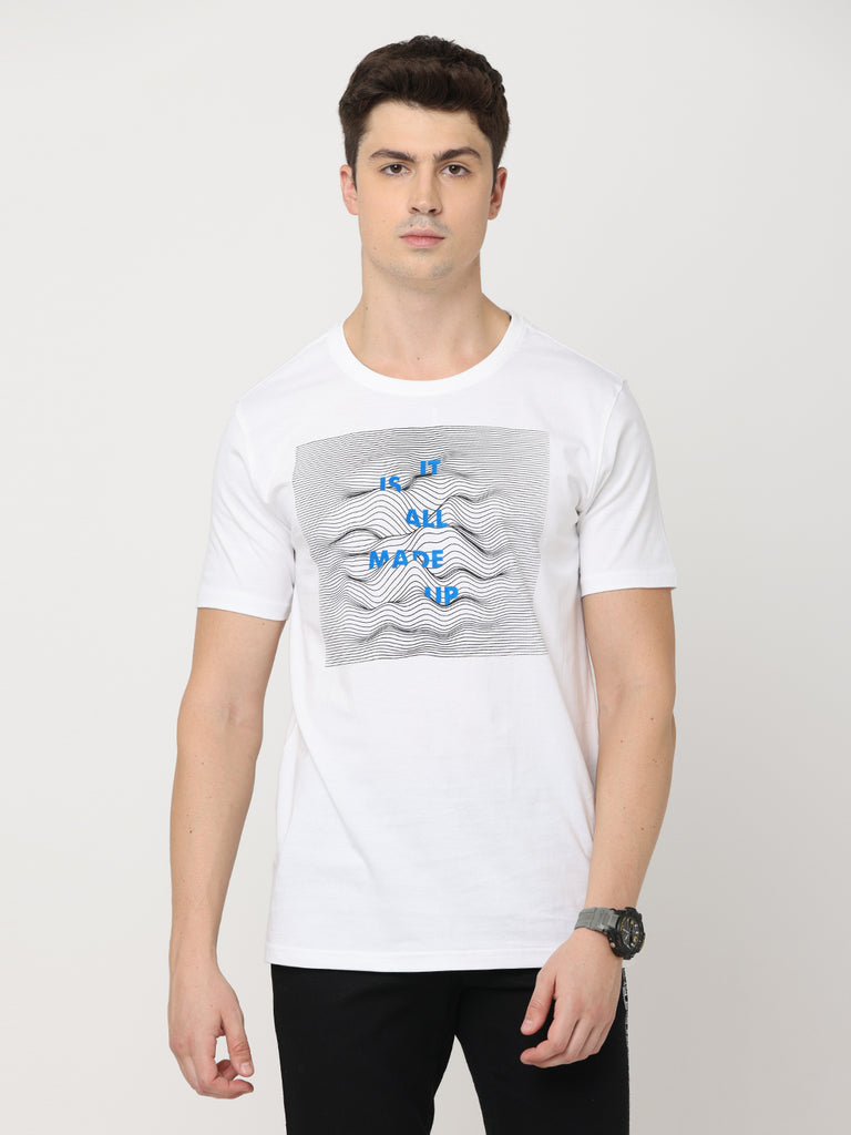 It Is All Made Up; Twentee4 Men's White Pure Premium Cotton T-Shirt; Regular Fit - Twentee 4 front zoom in