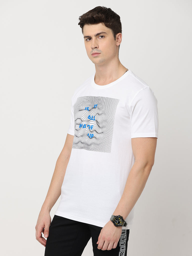 It Is All Made Up; Twentee4 Men's White Pure Premium Cotton T-Shirt; Regular Fit - Twentee 4 left zoom in