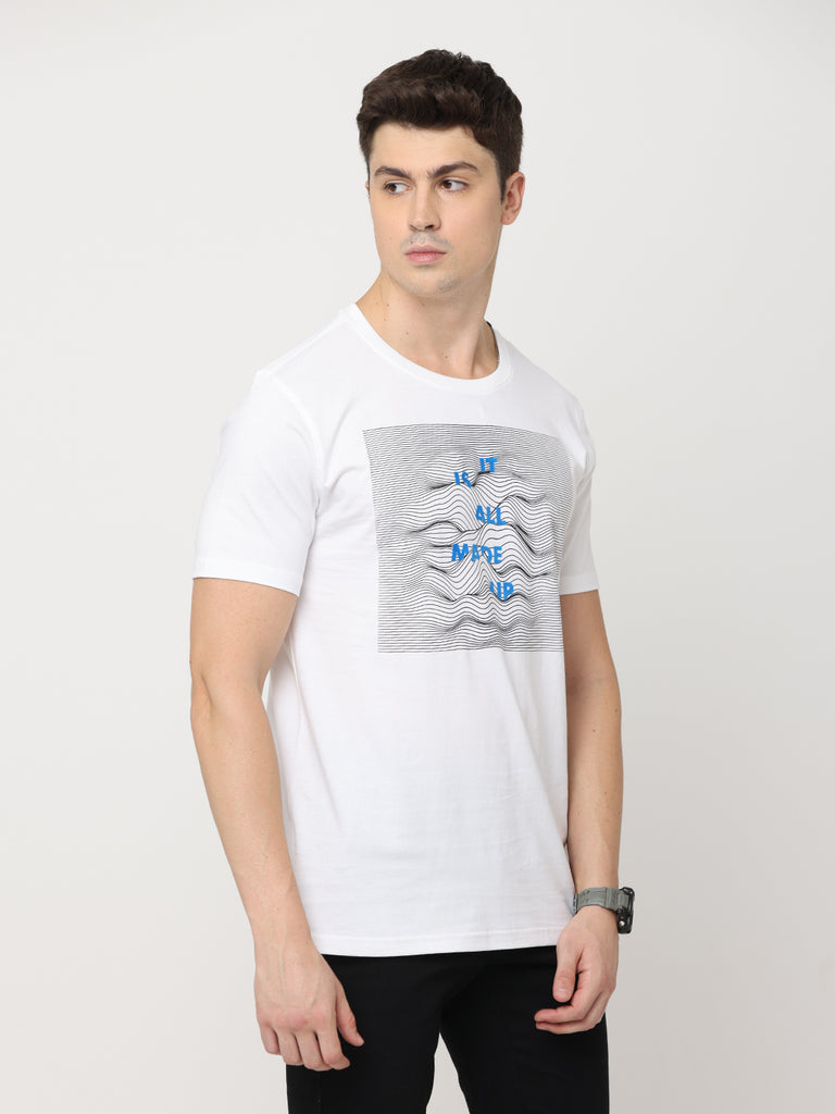 It Is All Made Up; Twentee4 Men's White Pure Premium Cotton T-Shirt; Regular Fit - Twentee 4 right zoom in