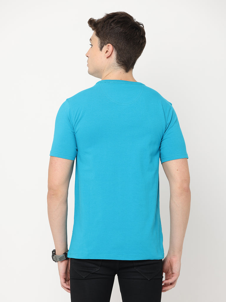 Light House Teal Color Twentee4 Men T-short, Regular Fit, Premium Cotton Lycra - Twentee 4 back design