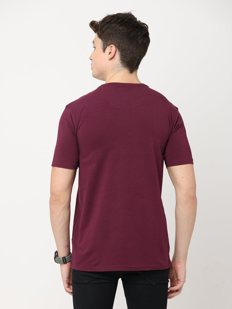 Unlimited; Grape Wine Cotton Lycra Premium Twentee4 Men's T-shirt; Regular Fit - Twentee 4 back design