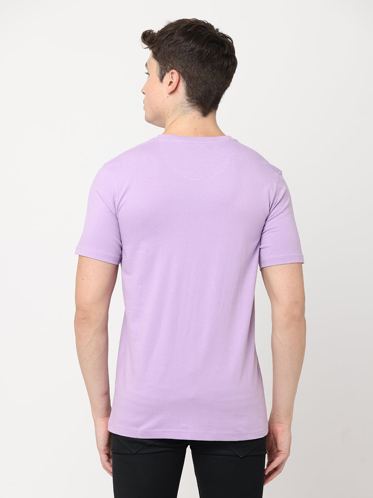 Wilderness Adventures Theme Twentee4 Design Men's Lilac Pure Cotton Premium T-Shirt; Regular Fit - Twentee 4 back design